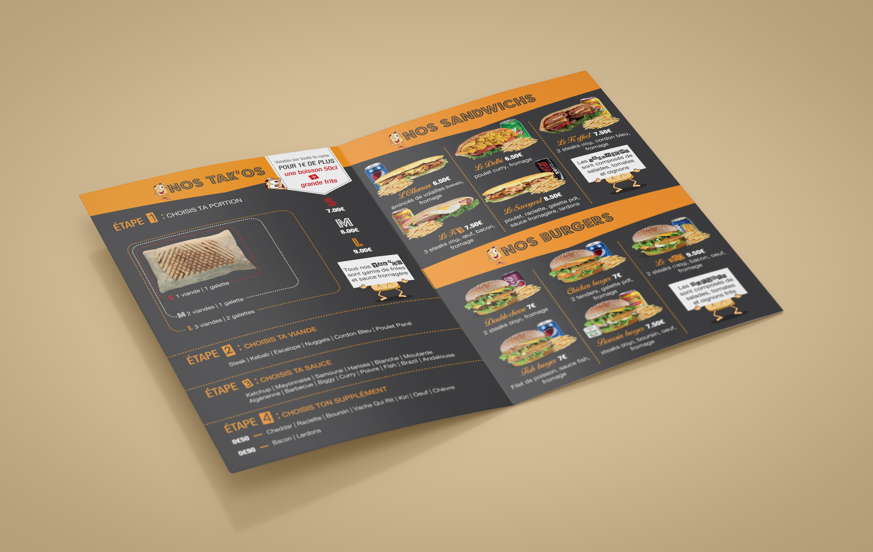 Menus flyer pour Free Tak'os