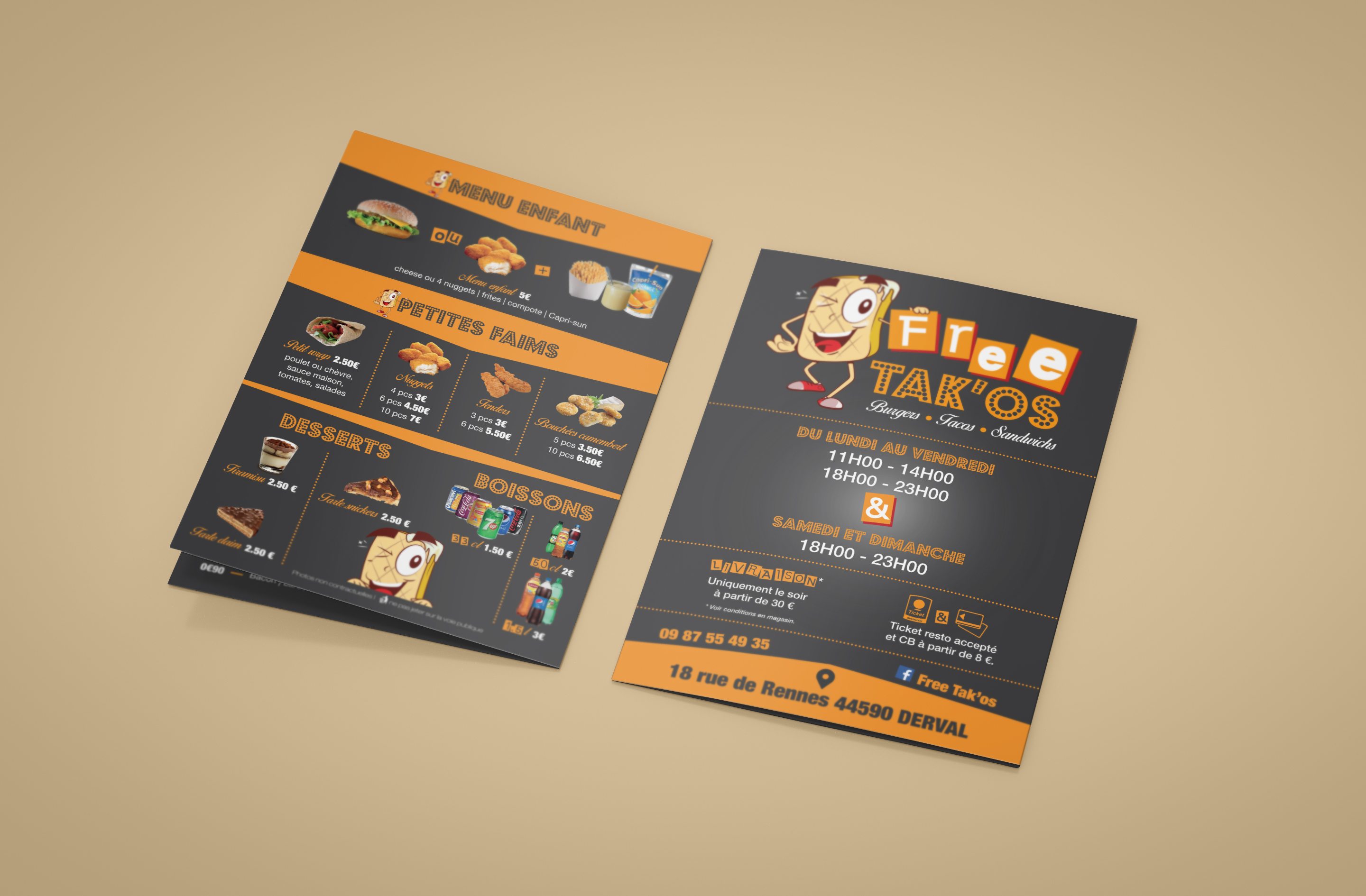 Menus flyer pour Free Tak'os