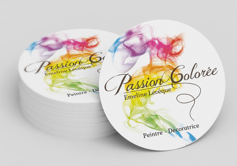 Cartes de visites rondes Passion Colorée